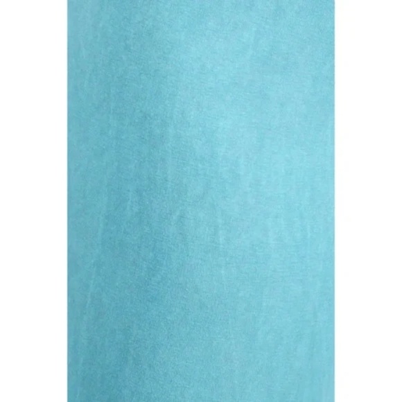 Bright Aqua Blue Boho Mineral Wash Stretch Flared Bell Bottom Casual Pants - Picture 5 of 6